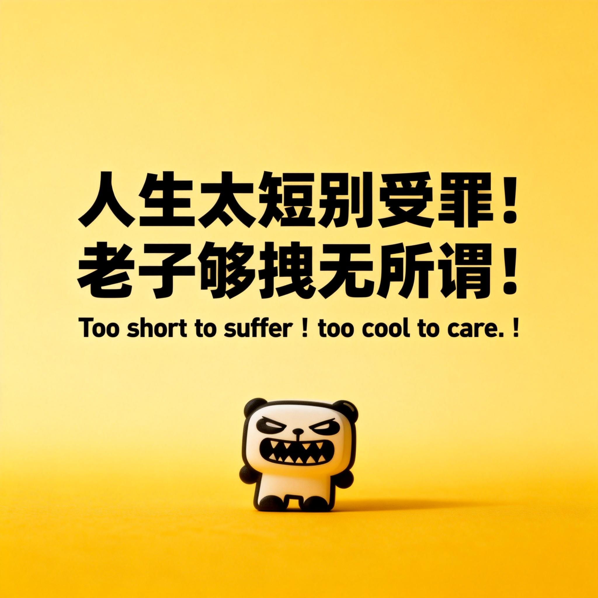 jimeng-2026-02-24-4500-精美壁纸设计，人物小一些放置于画面底部位置，slogan：“人生太短别受罪！老子....png