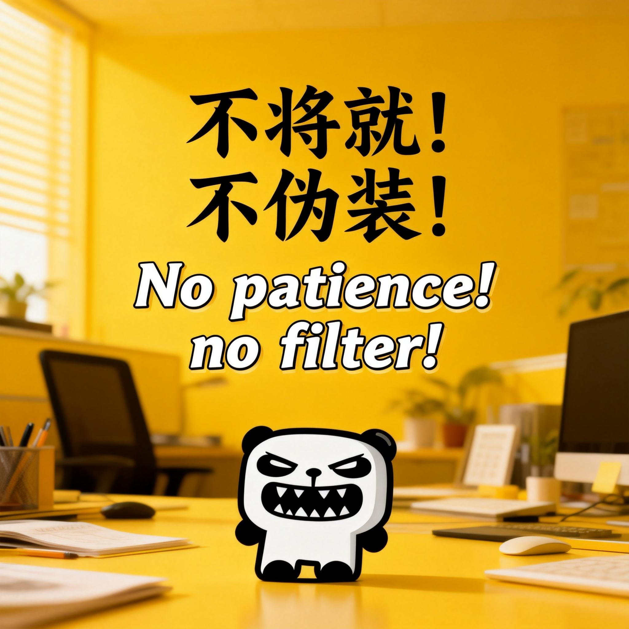 jimeng-2026-02-24-5451-精美壁纸设计，人物小一些放置于画面底部位置，slogan：“不将就！不伪装！”（....png