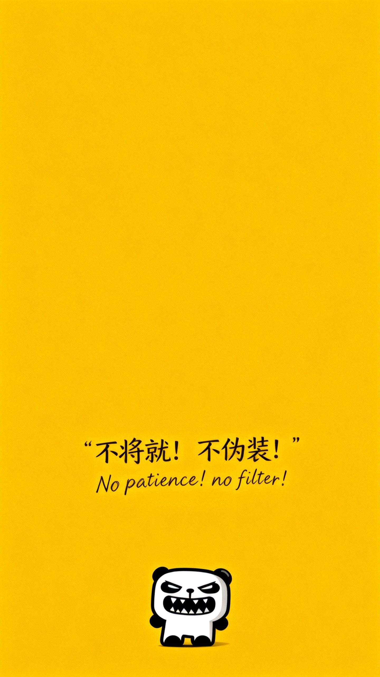 jimeng-2026-02-24-8045-壁纸设计，人物小一些放置于画面底部位置，slogan：“不将就！不伪装！”、英文....png